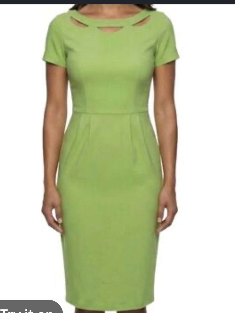 Tatyana Lime Green Midi Sheath Dress with Cutout Neckline